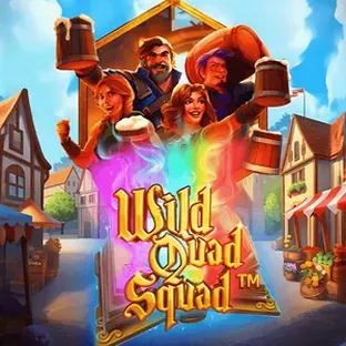 Portada de Wild Quad Squad: cuatro rodillos enfrentados con símbolos comodín