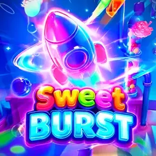 Portada de Sweet Burst: caramelos de colores estallando sobre fondo rosa