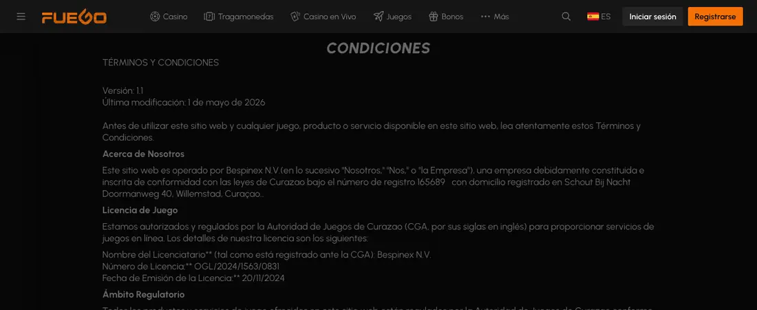 Bloque de condiciones donde figuran la espera desde el primer depósito y el porcentaje que hay que haber apostado